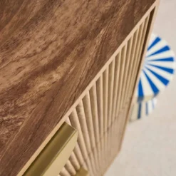 sweeek Scarpiera con decoro effetto legno di mango scanalato, 3 ante