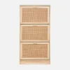sweeek Scarpiera con decoro in canna e legno, 3 ante