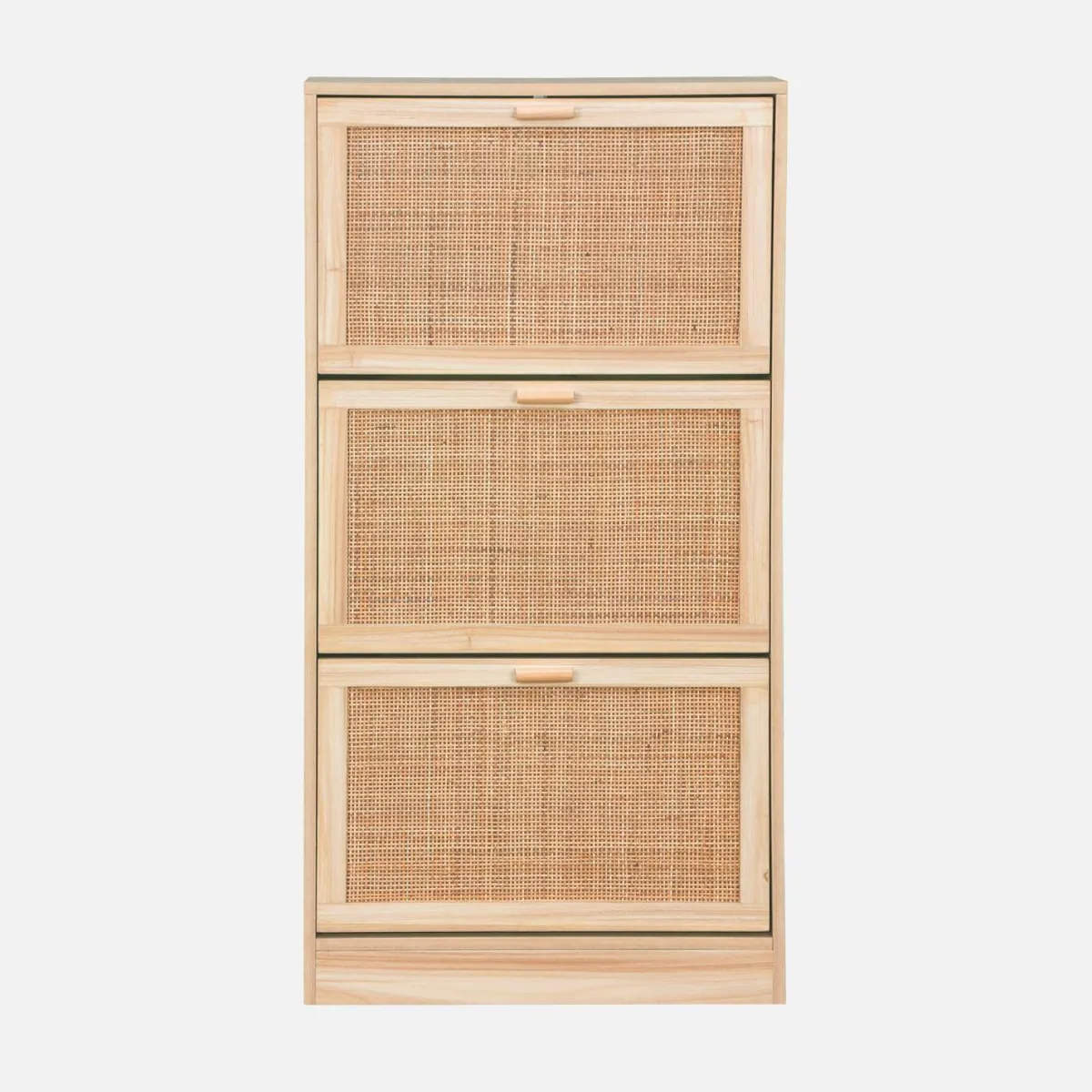 sweeek Scarpiera con decoro in canna e legno, 3 ante