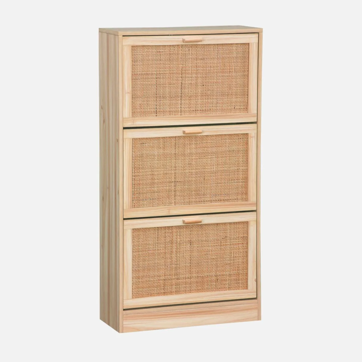 sweeek Scarpiera con decoro in canna e legno, 3 ante