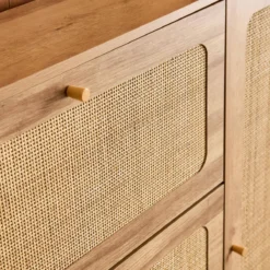 sweeek Scarpiera con decoro in legno e canna, 3 ante