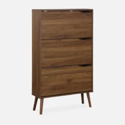 sweeek Scarpiera con decoro in legno, 3 ante