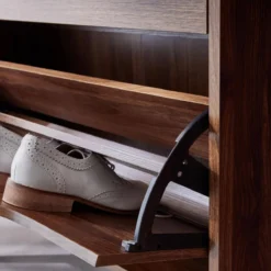 sweeek Scarpiera con decoro in legno, 3 ante