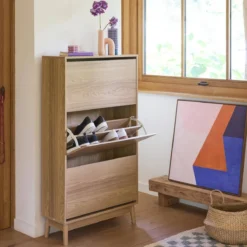sweeek Scarpiera scandinava in legno, 3 ante