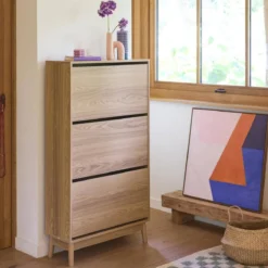 sweeek Scarpiera scandinava in legno, 3 ante