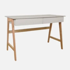 sweeek Scrivania decorata in legno di hevea con 2 cassetti