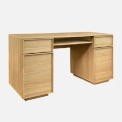 Scrivania effetto legno con 2 ante e 2 cassetti, 140cm