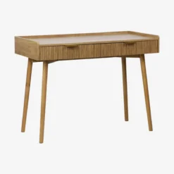 sweeek Scrivania effetto legno di mango scanalato 2 cassetti
