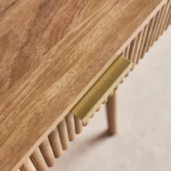 sweeek Scrivania effetto legno di mango scanalato 2 cassetti
