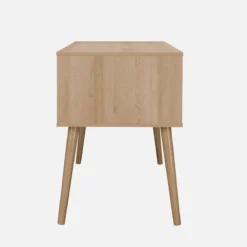 sweeek Scrivania effetto legno e cannage 2 cassetti