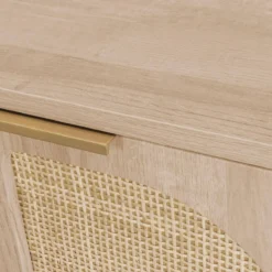 sweeek Scrivania effetto legno e cannage 2 cassetti
