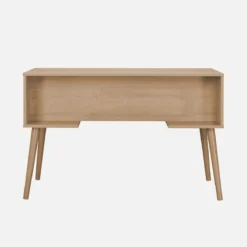 sweeek Scrivania effetto legno e cannage 2 cassetti