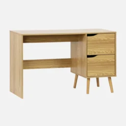 sweeek Scrivania effetto noce a 2 cassetti