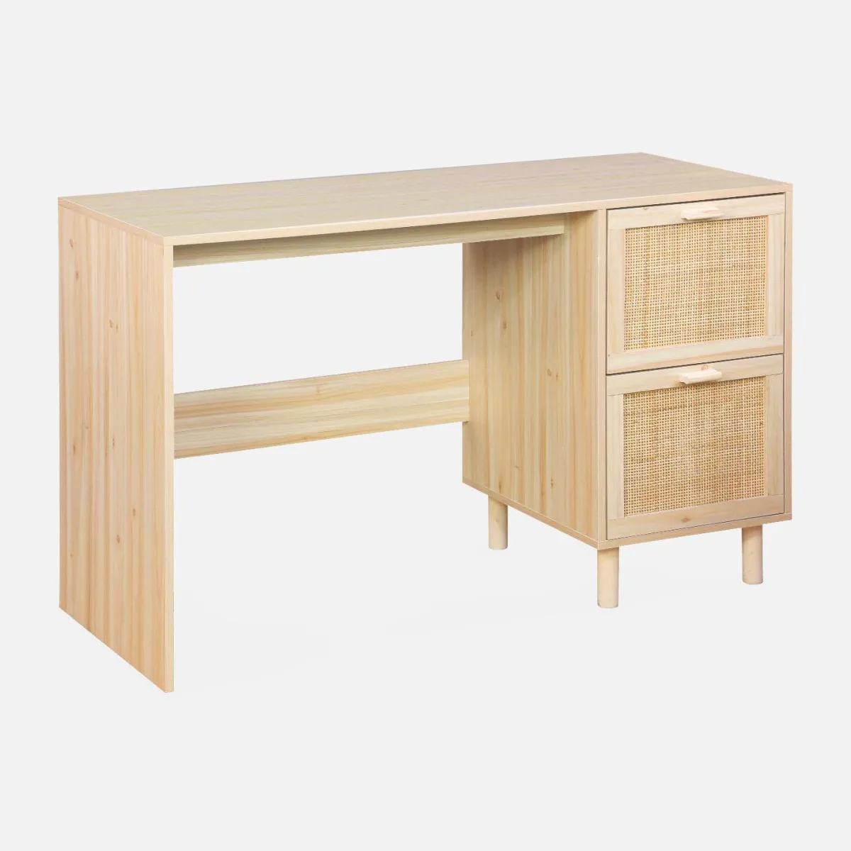 sweeek Scrivania in canna e legno 2 cassetti