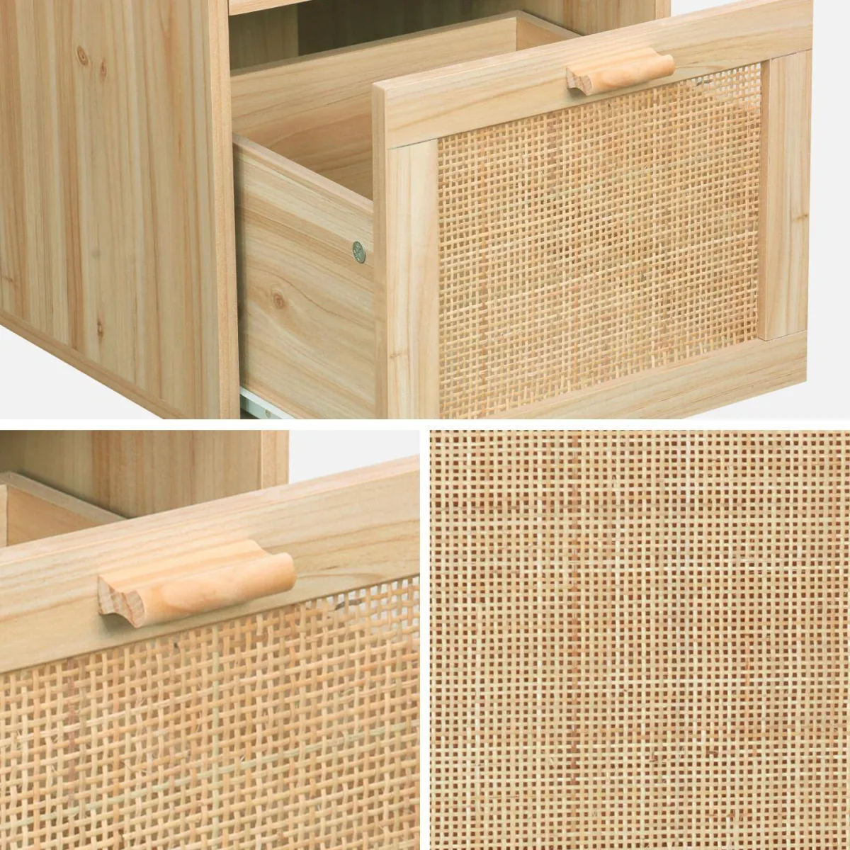 sweeek Scrivania in canna e legno 2 cassetti