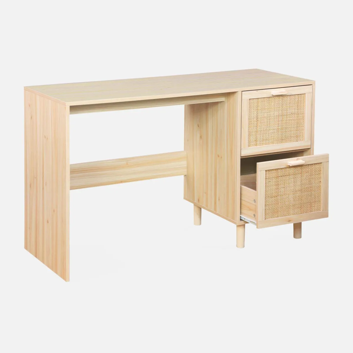 sweeek Scrivania in canna e legno 2 cassetti