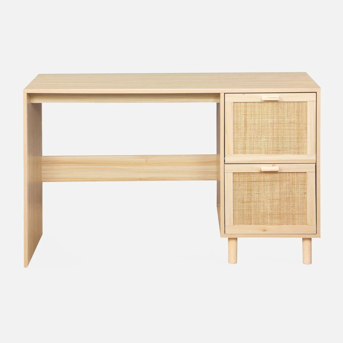 sweeek Scrivania in canna e legno 2 cassetti