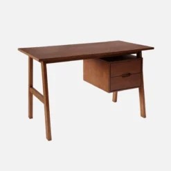sweeek Scrivania in legno di hevea e impiallacciatura di quercia con 2 cassetti
