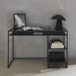 sweeek Scrivania in metallo con 2 ripiani, 120cm