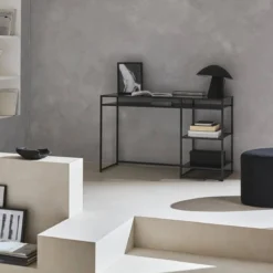 sweeek Scrivania in metallo con 2 ripiani, 120cm