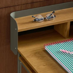 sweeek Scrivania in metallo e legno con 3 vani