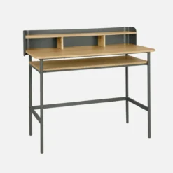 sweeek Scrivania in metallo e legno con 3 vani