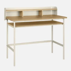 Scrivania in metallo e legno con 3 vani