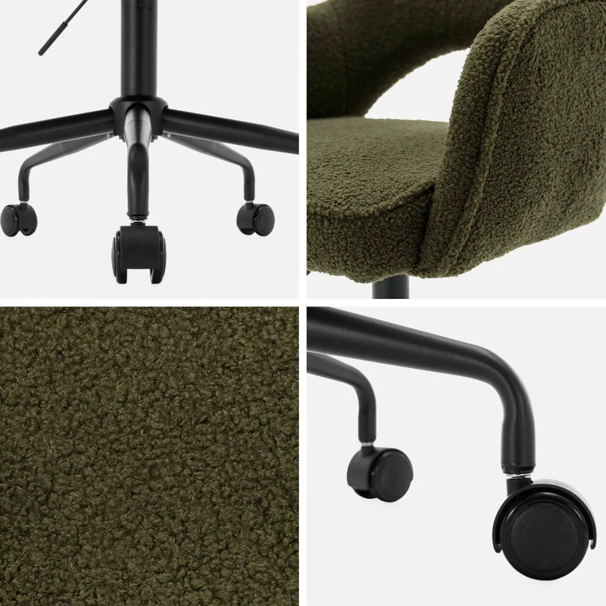 sweeek Sedia da ufficio bouclé con rotelle