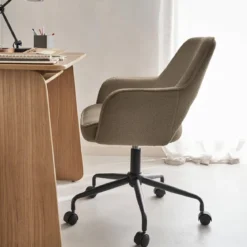 Sedia da ufficio bouclé con rotelle