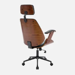 sweeek Sedia da ufficio con rotelle, effetto legno curvato e similpelle