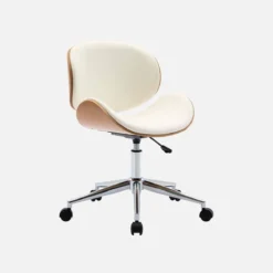 sweeek Sedia da ufficio con rotelle, effetto legno curvato e similpelle