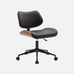 sweeek Sedia da ufficio con rotelle, effetto legno curvato e similpelle