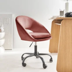 sweeek Sedia da ufficio con rotelle in velluto