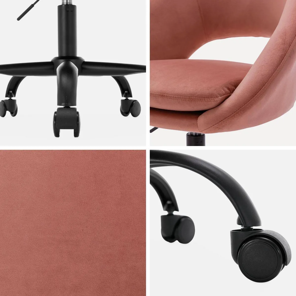 sweeek Sedia da ufficio con rotelle in velluto