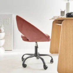 sweeek Sedia da ufficio con rotelle in velluto
