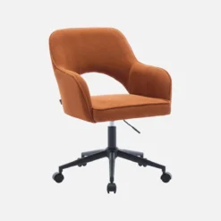 sweeek Sedia da ufficio in velluto a coste con rotelle
