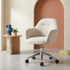 sweeek Sedia da ufficio per bambini in tessuto ciniglia regolabile con ruote