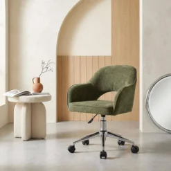 Sedia da ufficio per bambini in tessuto ciniglia regolabile con ruote