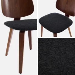 sweeek Sedia in legno curvato e bouclé, set di 2