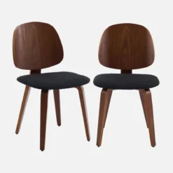 sweeek Sedia in legno curvato e bouclé, set di 2
