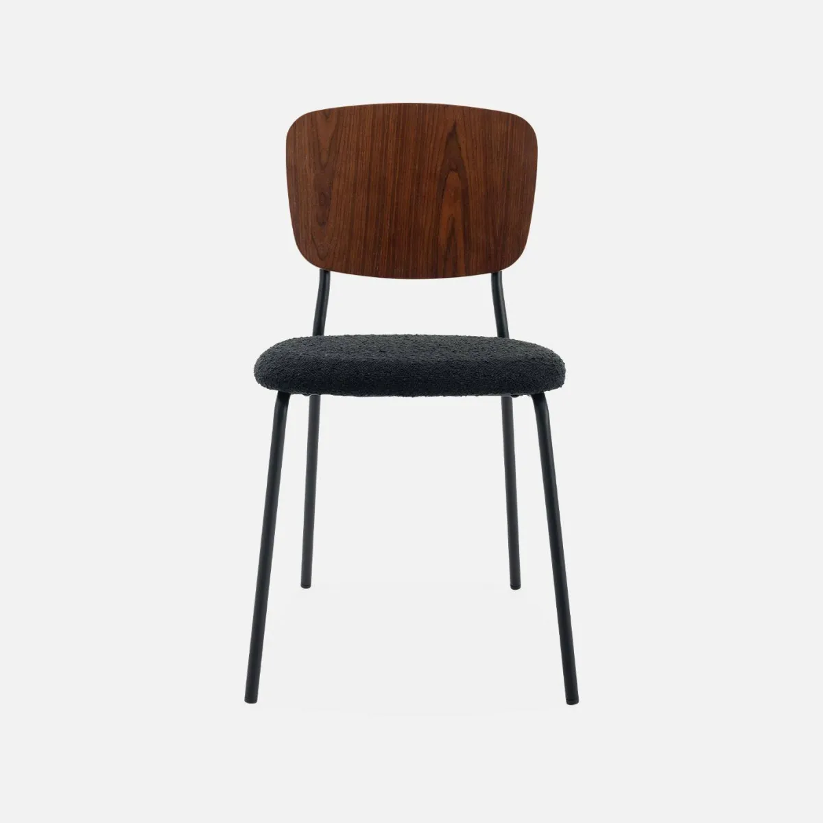 sweeek Sedie bouclé struttura in legno con gambe in metallo, set 2