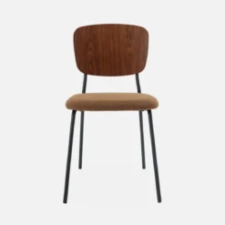Sedie bouclé struttura in legno con gambe in metallo, set 2