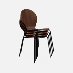 sweeek Sedie da pranzo in legno con gambe in acciaio, set di 4