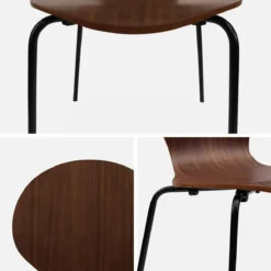 sweeek Sedie da pranzo in legno con gambe in acciaio, set di 4