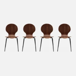 sweeek Sedie da pranzo in legno con gambe in acciaio, set di 4