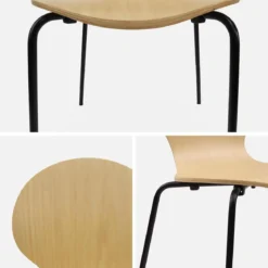 Sedie da pranzo in legno con gambe in acciaio, set di 4