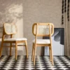 sweeek Sedie in legno di hevea, canna e tessuto, set di 2