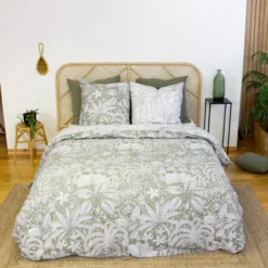 sweeek Set biancheria da letto con stampa vegetale, 2 posti
