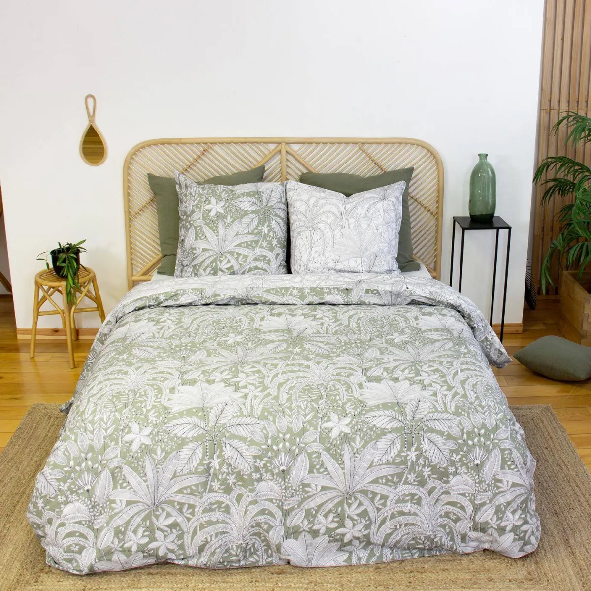 sweeek Set biancheria da letto con stampa vegetale, 2 posti