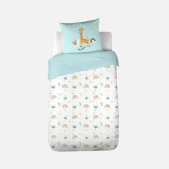 sweeek Set biancheria da letto cotone reversibile stampato savana / arcobaleno, 140 cm
